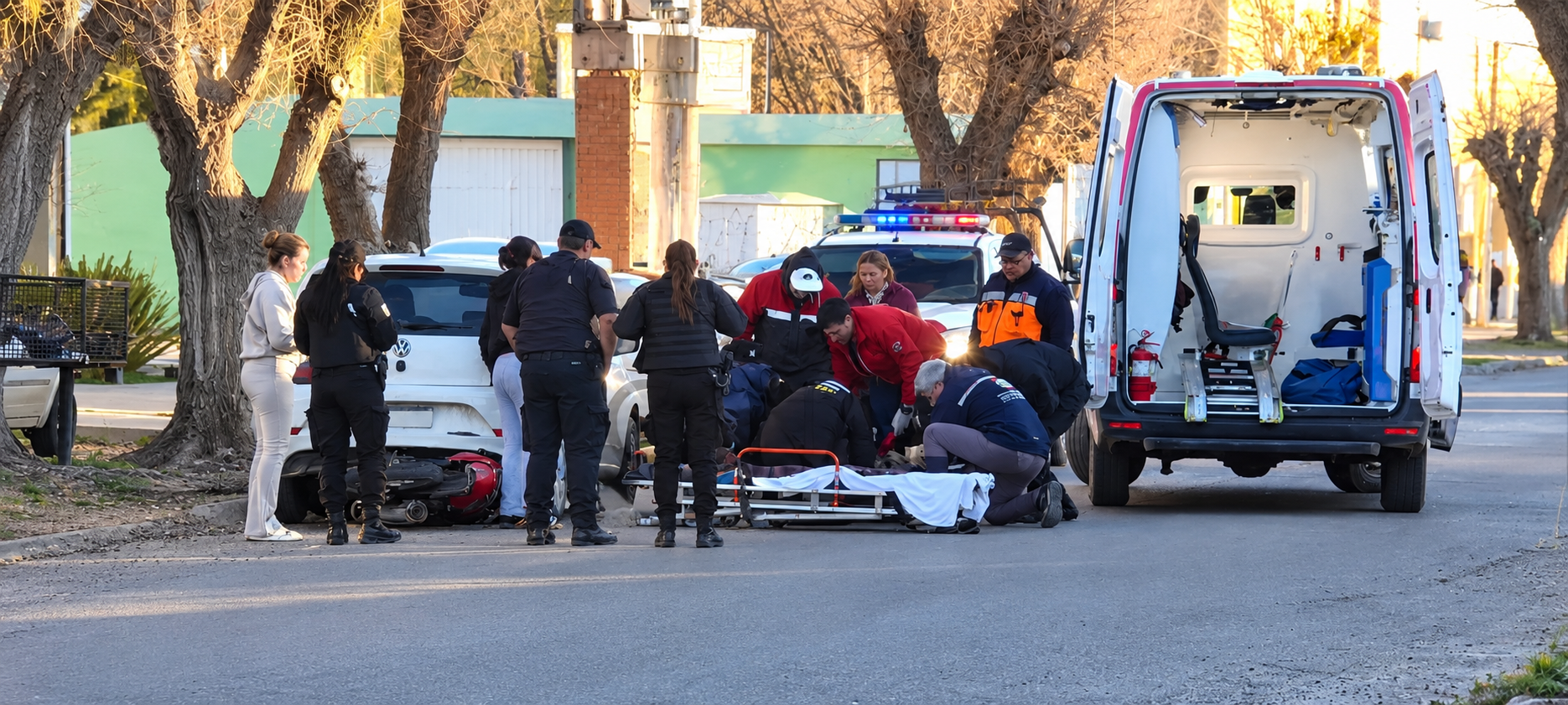 Un motociclista sufrió doble fractura de fémur tras un fuerte choque